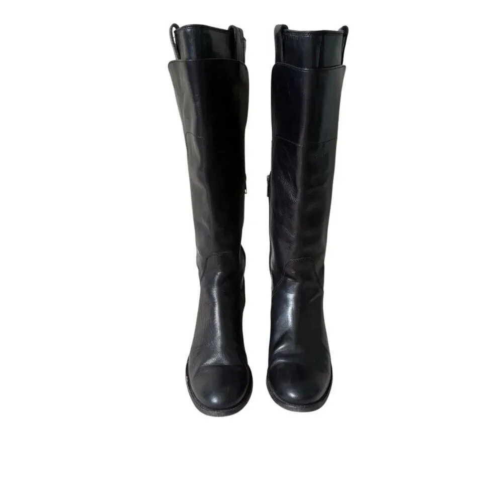 Frye Paige Tall Leather Riding Boots size 7.5 Black - Picture 2 of 16